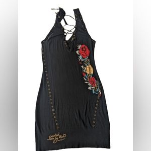 Y2K Ed Hardy dress by Christian Audience Black Mini